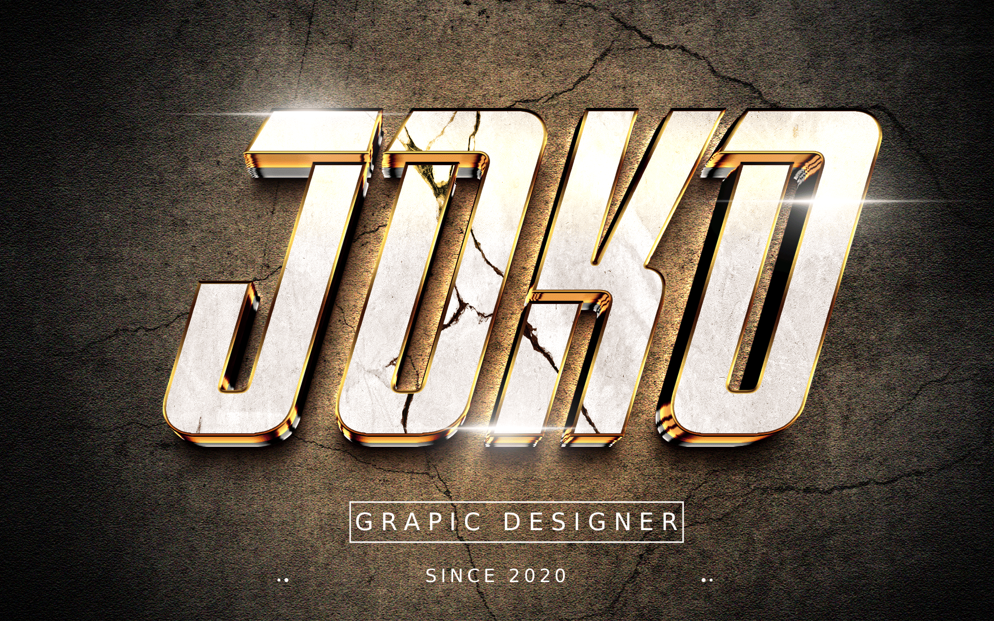 Template Efek Teks 3D Gold & Marble Crack (High-Impact Mockup)